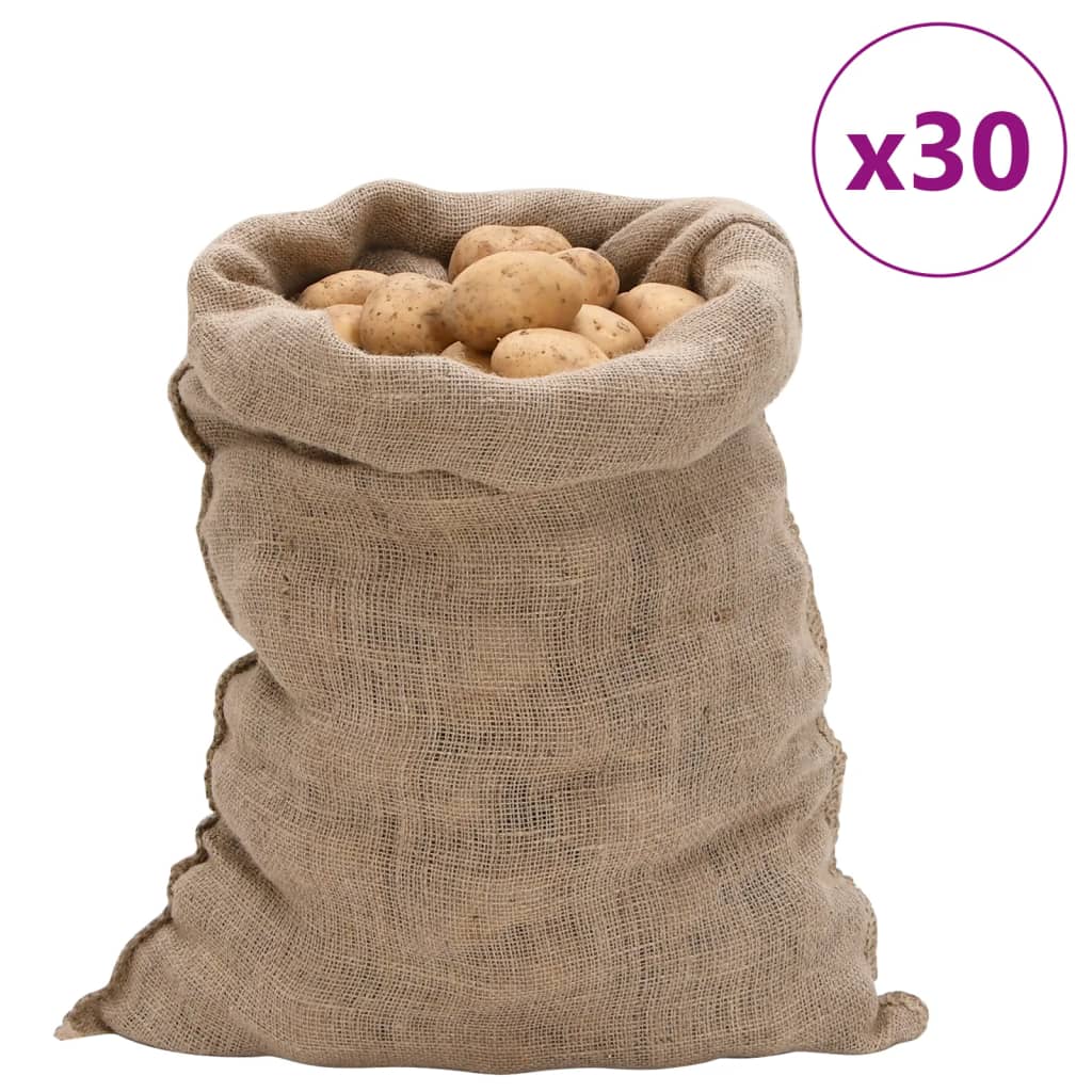 vidaXL Sacos de Yute Bolsa de Arpillera (30 unidades) 100% Yute 220 g/m² Dimensiones 60 x 105 cm, 65 x 135 cm, 100 x 110 cm
