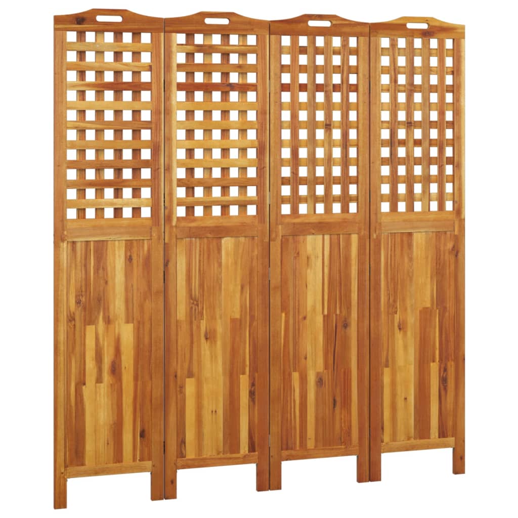 vidaXL Biombo de 4 paneles de madera maciza de acacia 162x2x180 cm