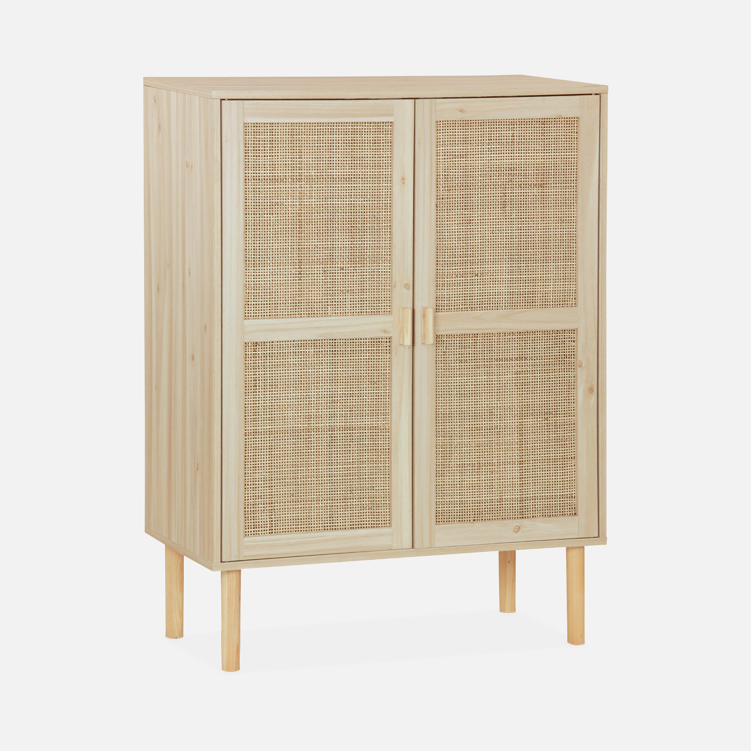 sweeek - Aparador de efecto caña y madera con 2 puertas, 80cm , Camargue , 80x40x110