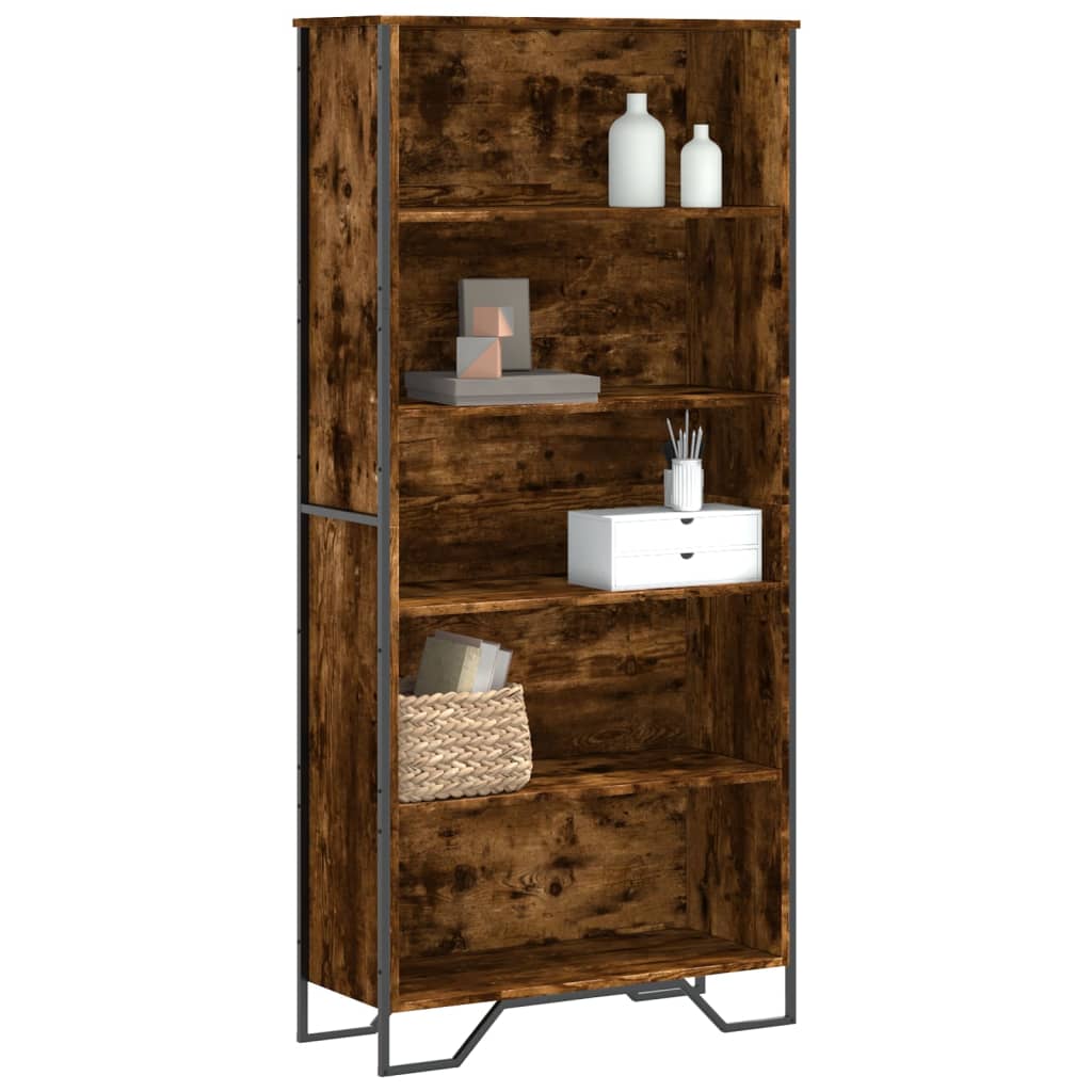 vidaXL Estantería madera ingeniería color 80x31x169 cm en color Roble ahumado/Marrón roble/Roble Sonoma y más | almacenamiento funcional diseño moderno para baño dormitorio sala