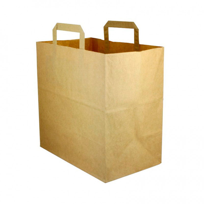 250 Uds. Bolsas de papel kraft asa plana (28+17x29cm) | Ref: BP9
