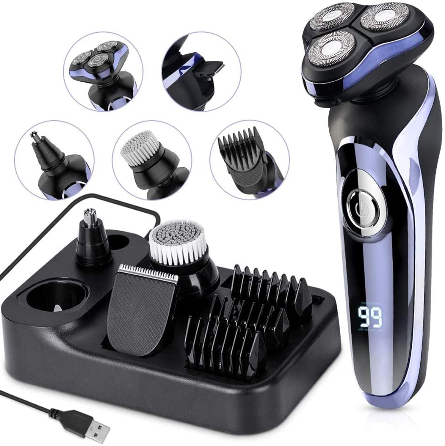  Mini afeitadora eléctrica portátil, recargable por USB, la  mejor maquinilla de afeitar con impermeable, compacta, inalámbrica, carga  rápida, bigote, recortadora de nariz para uso húmedo y seco