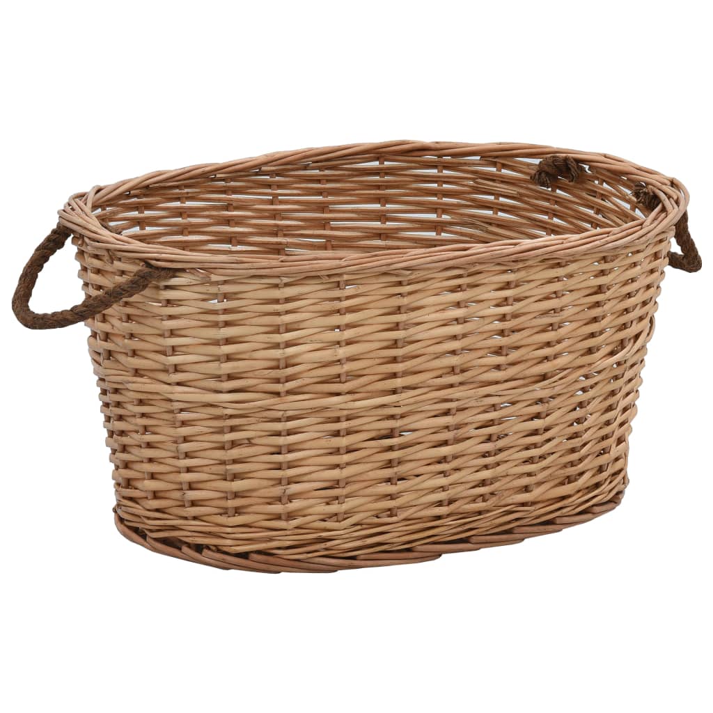 vidaXL Cesta para Leña con Asas de Transporte Cesto para Troncos Sauce Natural Dimensiones 56 x 40 x 28 cm, 78 x 54 x 34 cm, 88 x 57 x 34 cm