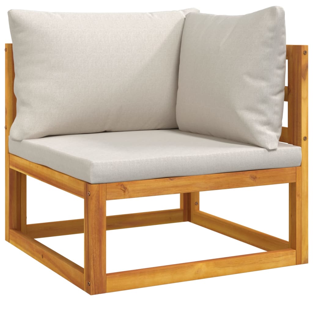 Sofá Modular de Esquina Vidaxl Madera Acacia Cojines Taupé