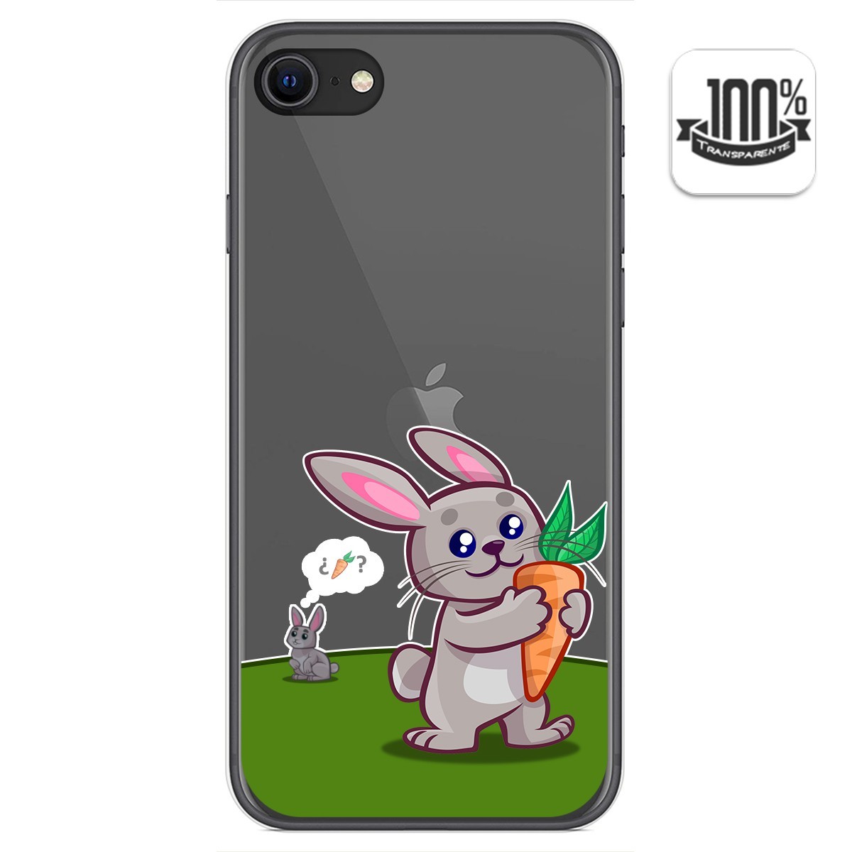 Tumundosmartphone Funda Gel Transparente para Iphone SE 2020 diseño Conejo Dibujos