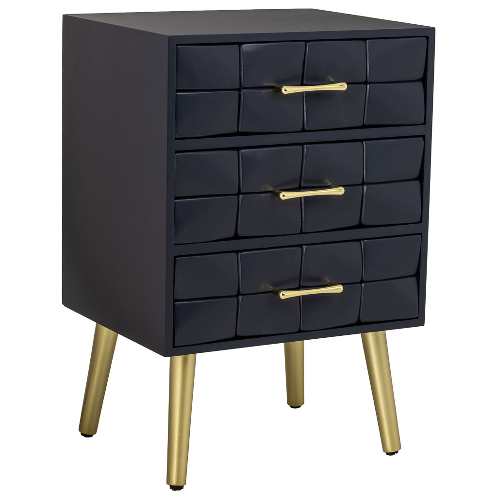 Wonderlust Deco - Mesita de noche de madera negra 44x35x65h cm Negro 44x35x65h cm