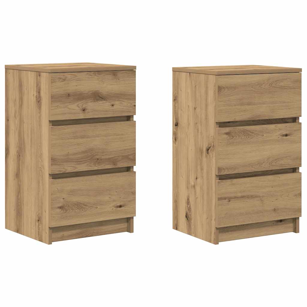 vidaXL Mesillas de noche con 3 cajones 2uds roble artesanal 39x35x65cm