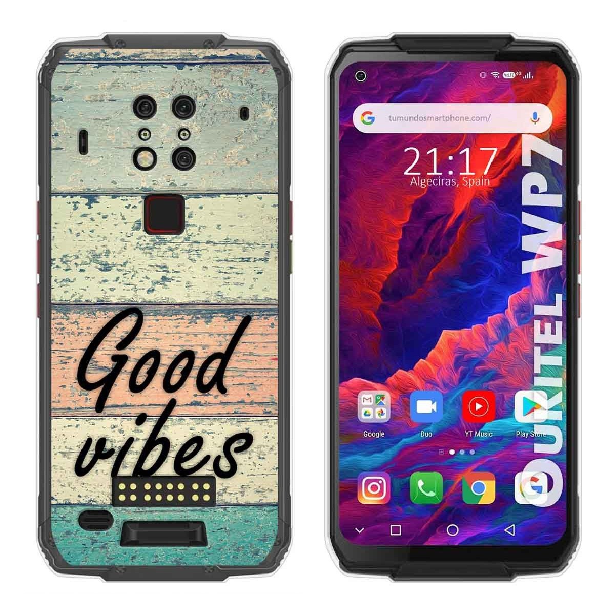 Tumundosmartphone Funda Gel Tpu para Oukitel Wp7 diseño Madera 01 Dibujos