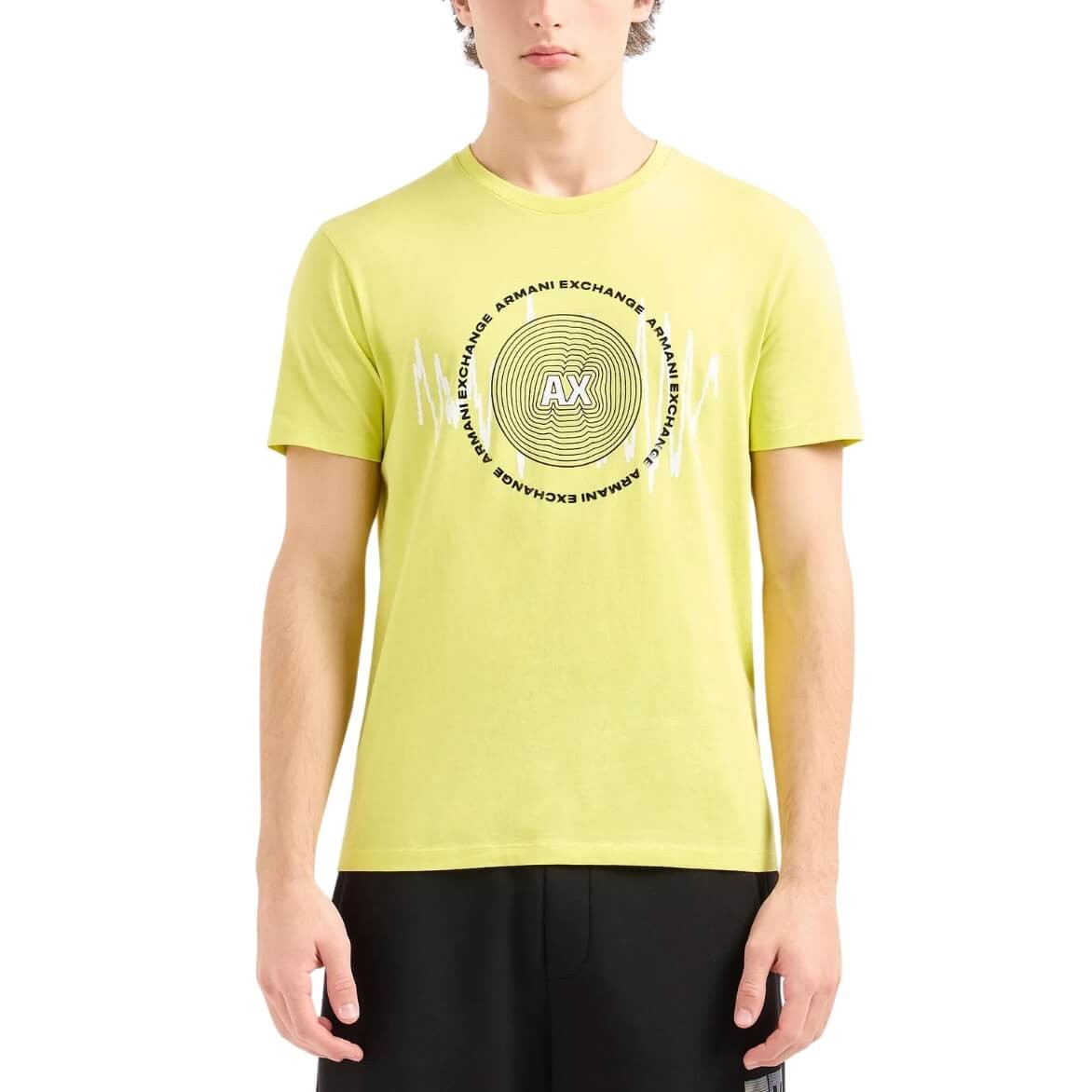Armani Hombre Amarillo Camiseta De Manga Corta Amarilla Con Logo Estampado De Exchange Extra Grande