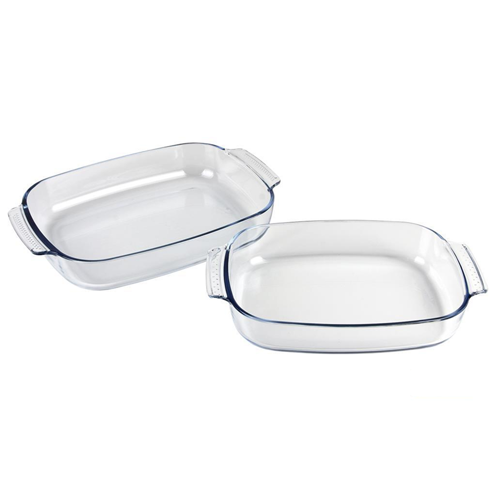Set De 2 Fuentes Ovaladas Modelo Baritina – Vidrio Borosilicato – Capacidades 2700 Ml Y 3800 Ml