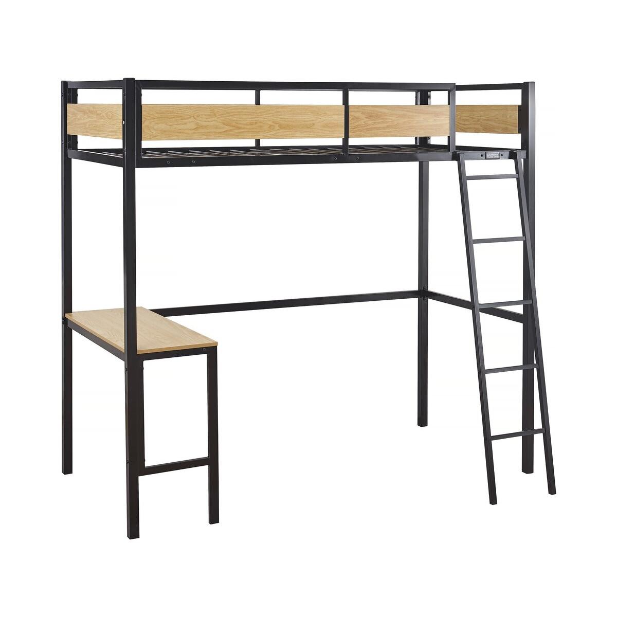 Habitat y Jardin - Cama entrepiso "Ethan" con escritorio - 90 x 190 cm - Negro
