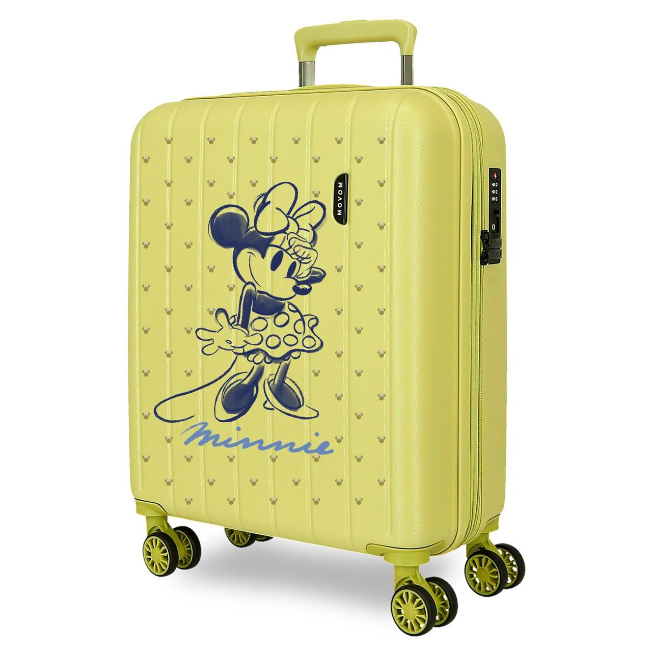 Maletas de Cabina Disney con Diseño Mickey y Minnie, 40x55x20 cm, ABS Resistente, 4 Ruedas Multidireccionales y Capacidad Expandible hasta 5 cm