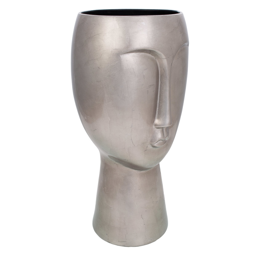 WANDERLUST DECO Figura Cerámica Gris 25,5x25,5x52h Cm para Decoración Moderna