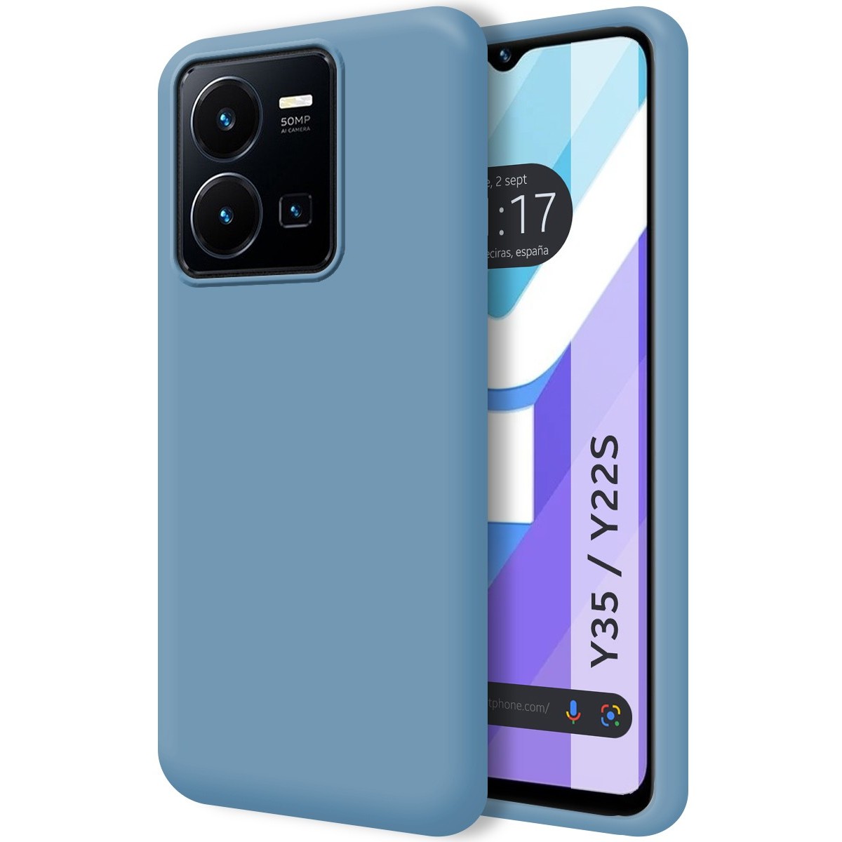 Tumundosmartphone Funda Silicona Líquida Azul para Vivo Y35 / Y22s - Protección Resistente a Impactos