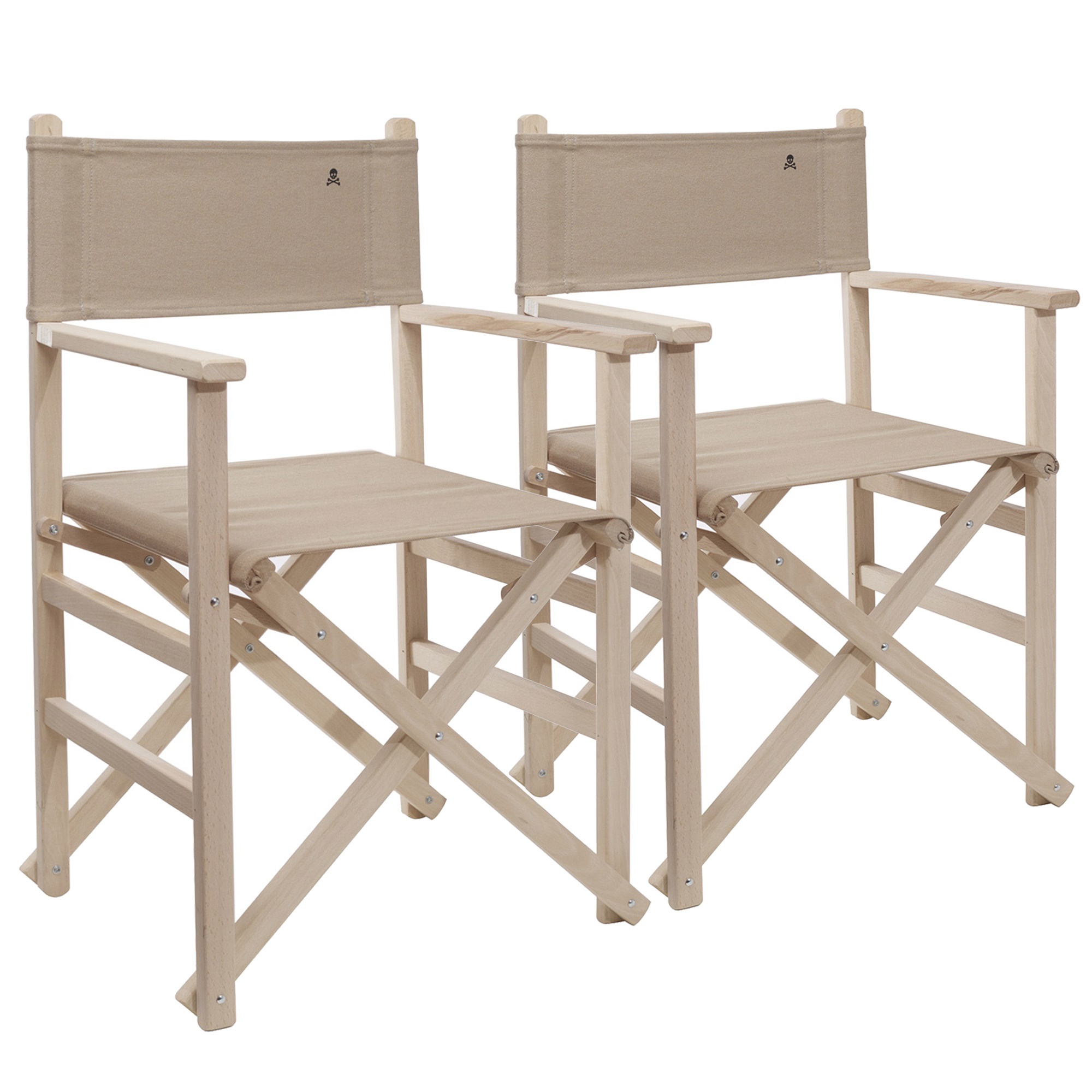 Scalpers - Sillón Director Plegable Sin Barniz de Lona Color Piedra
