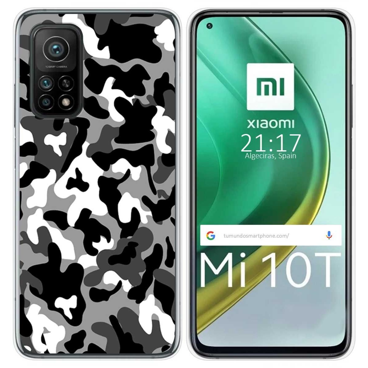 Tumundosmartphone Funda Gel Tpu para Xiaomi Mi 10T / 10T Pro diseño Snow Camuflaje Dibujos