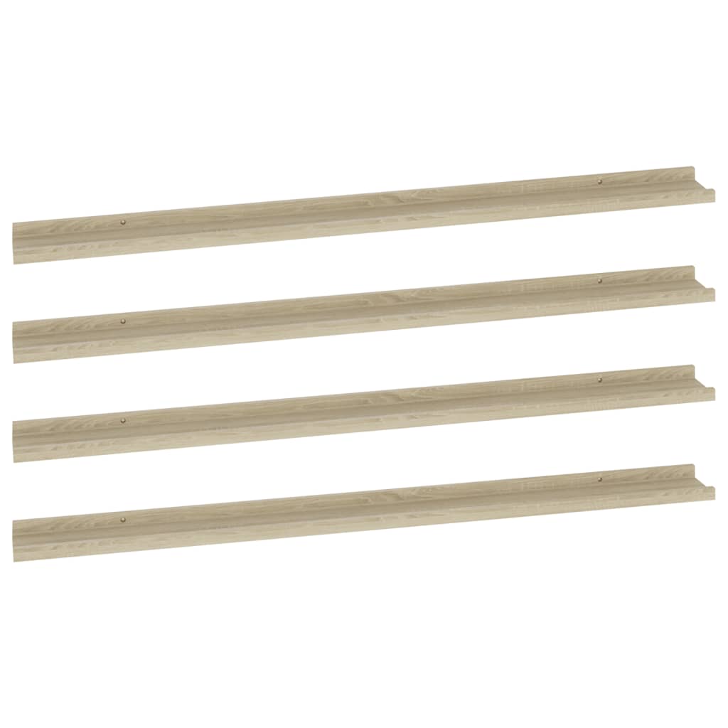 Vidaxl Estantes de Pared 4 Unidades 115x9x3 Cm Blanco Brillante