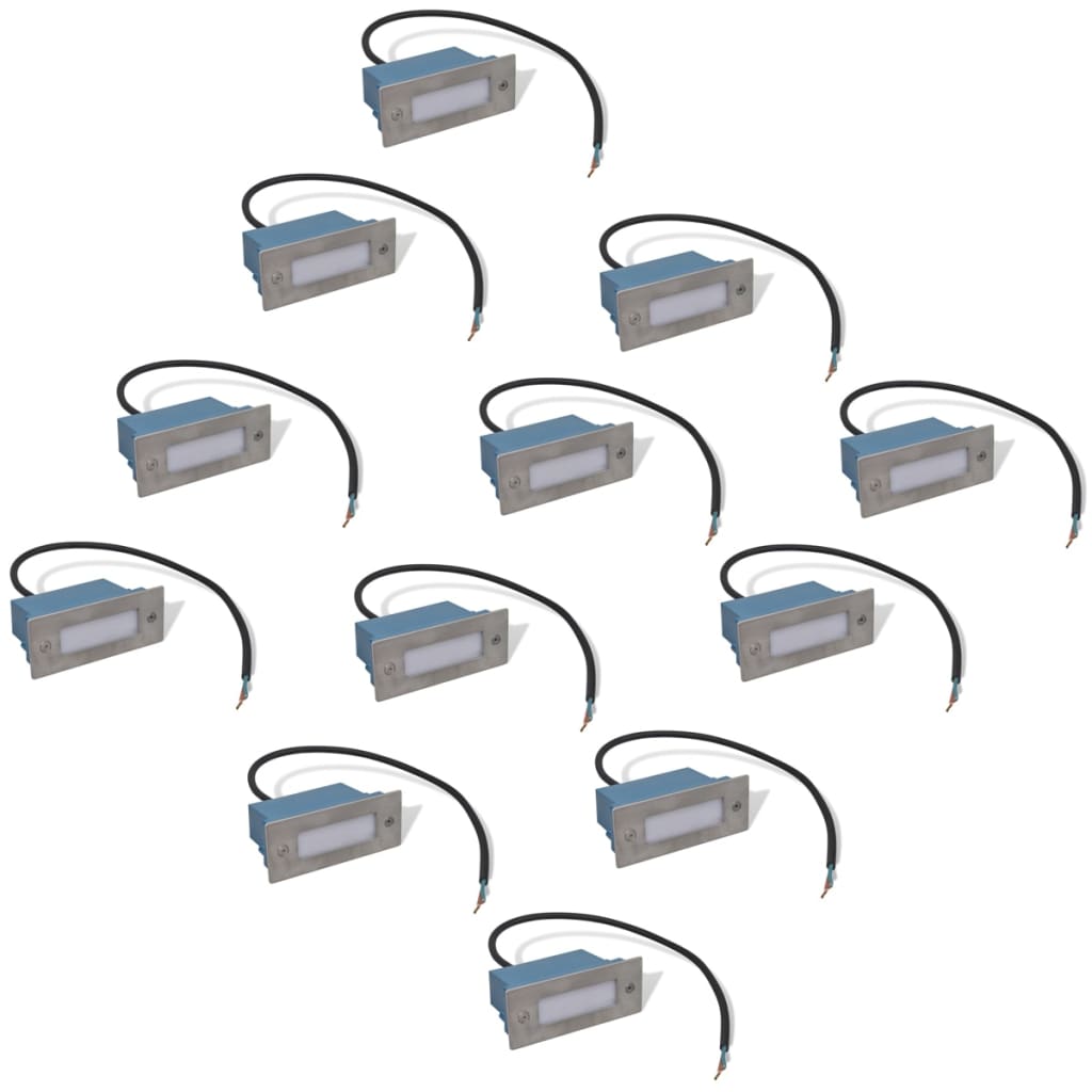 vidaXL Luces LED empotrables para escaleras 12 uds 44x111x56 mm