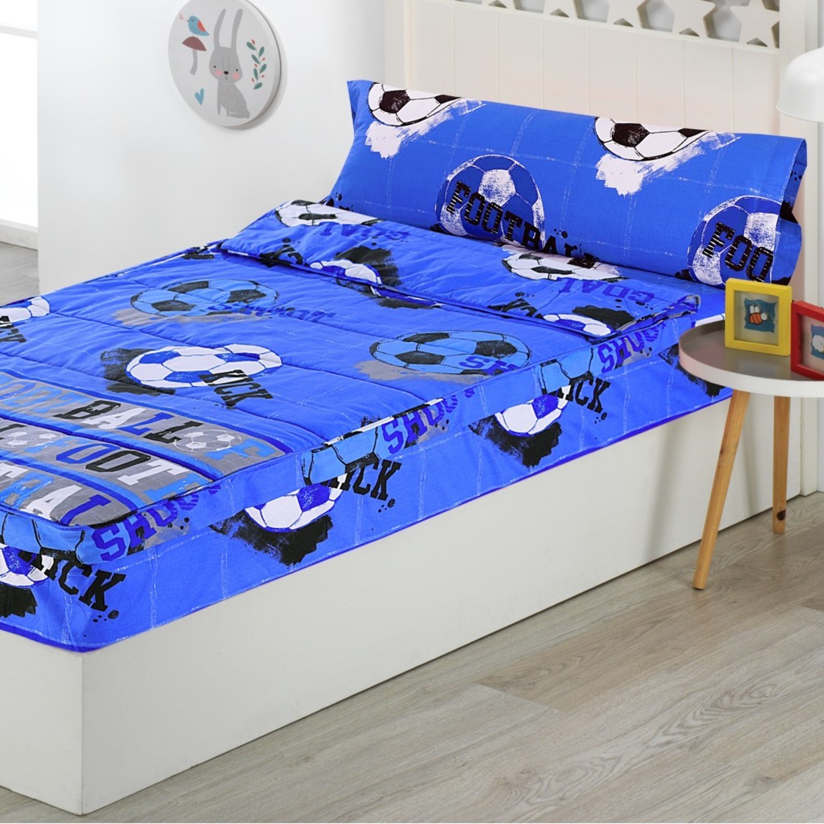 Saco Nórdico con Cremallera Edredón Ajustable Cama Infantil Fútbol Quick