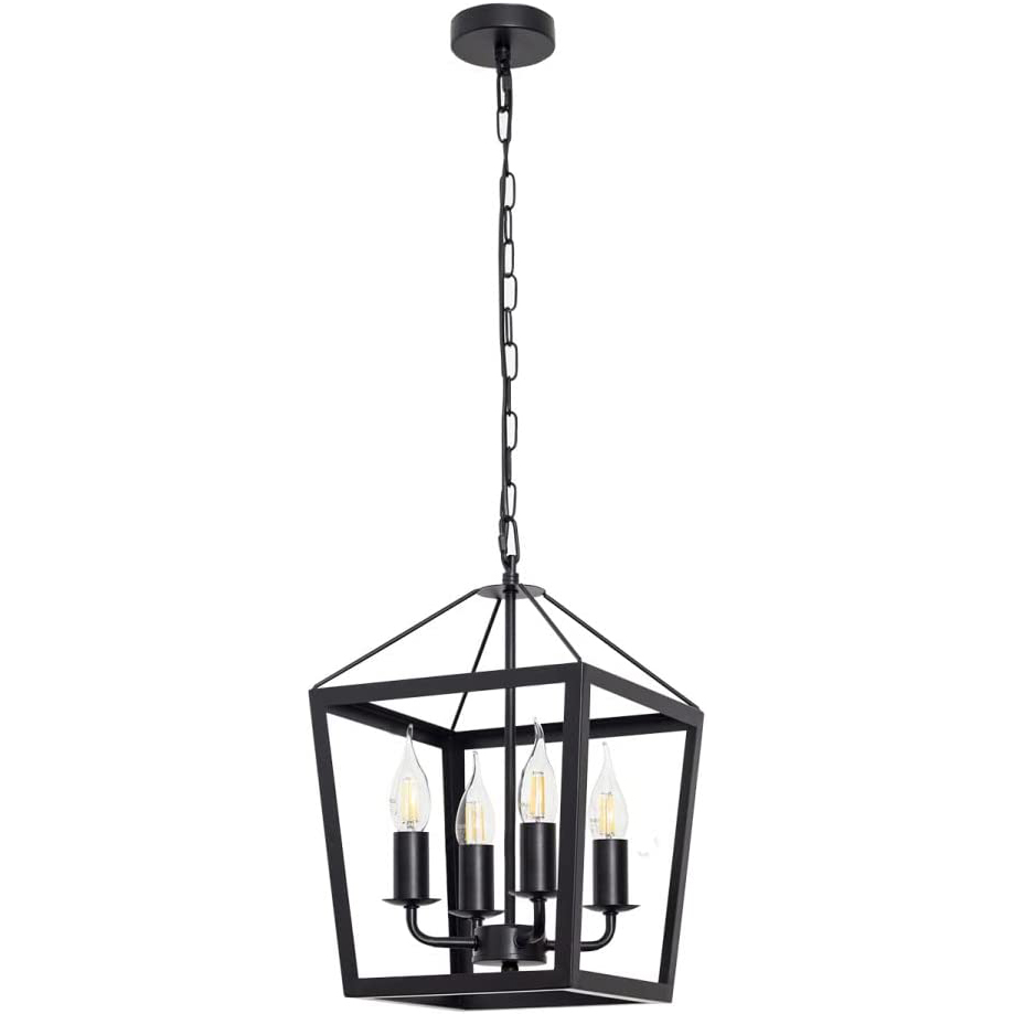 BEL AIR HOME Lámpara Colgante NORA 4xe-14 Negro 25x25x80cm - Iluminación moderna y elegante para tu hogar