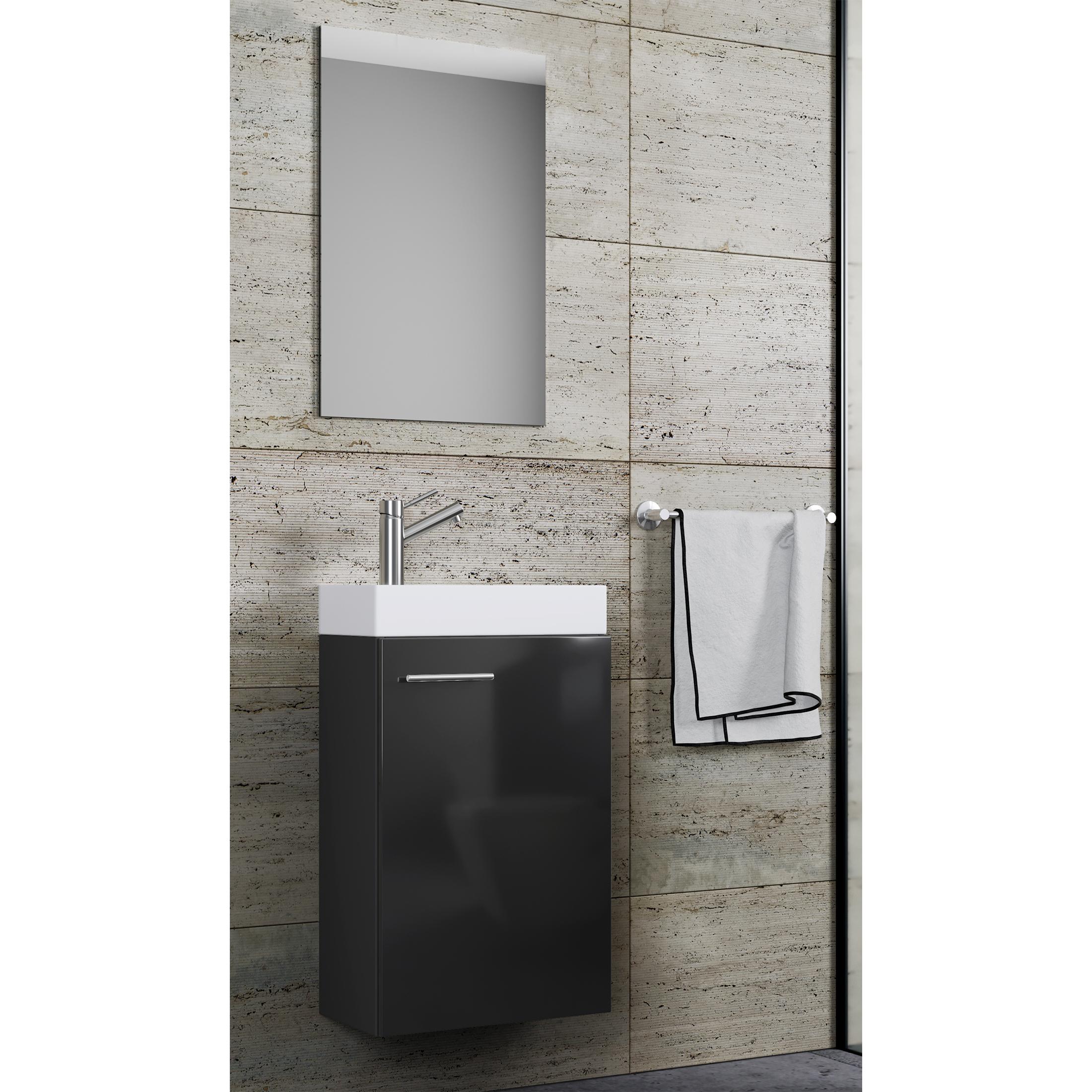 Conjunto de muebles de baño de 3 piezas WC de invitados lavabo de invitados pequeño y estrecho Slito SP Conjunto de muebles de baño de 3 piezas WC de invitados lavabo de invitados pequeño y estrecho Slito SP