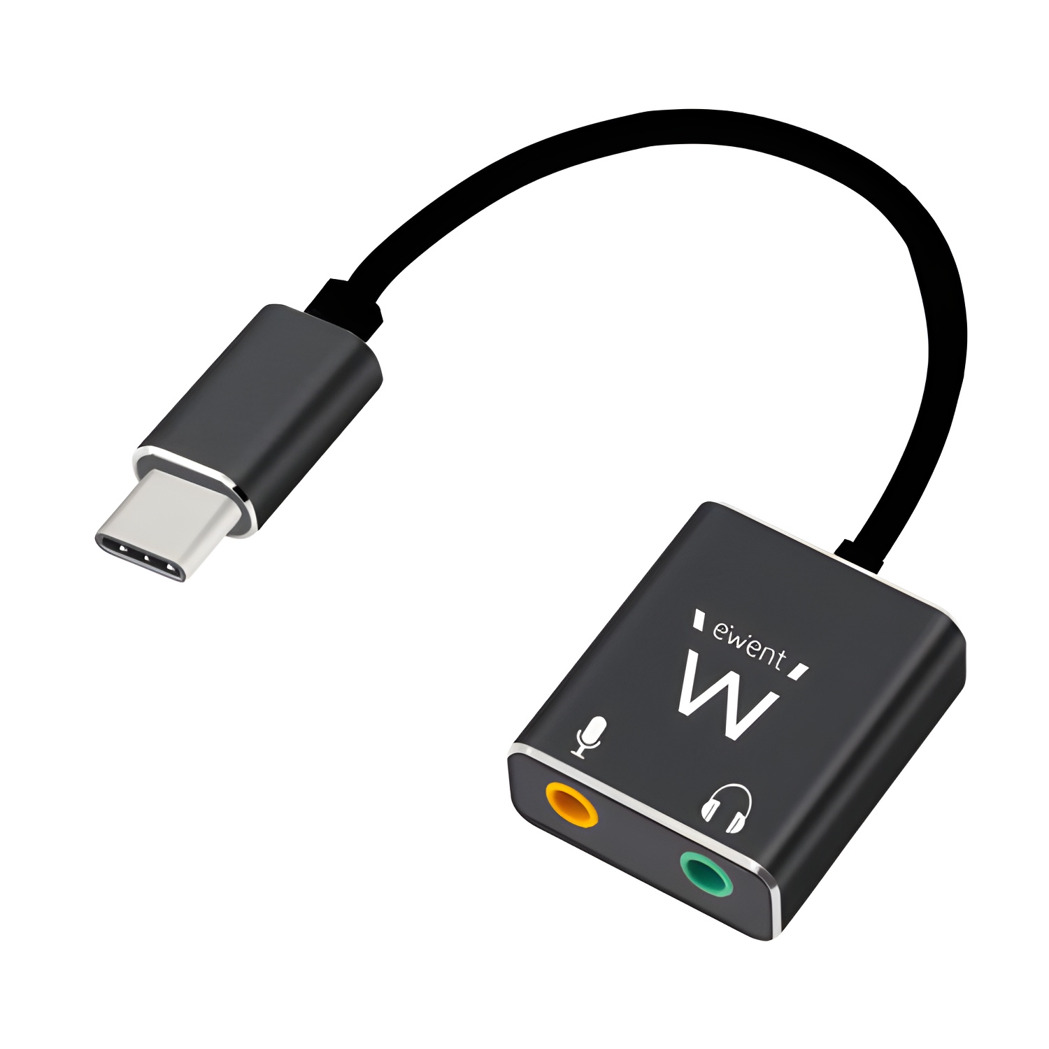 Ewent Adaptador de Audio USB Tipo C para Auriculares, Altavoces y Micrófonos