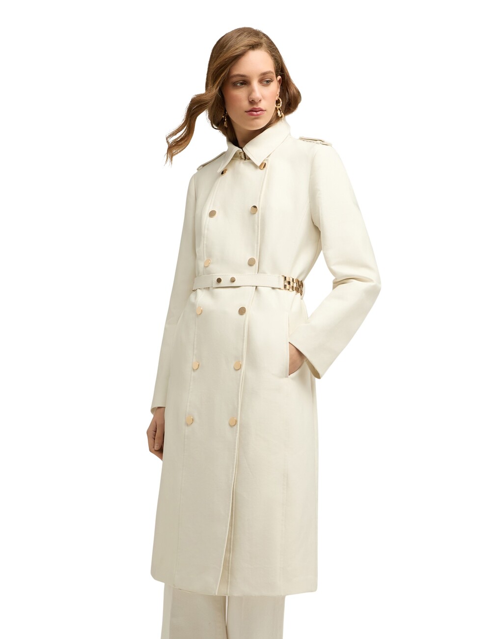Motivi - Trench cruzado con detalles military