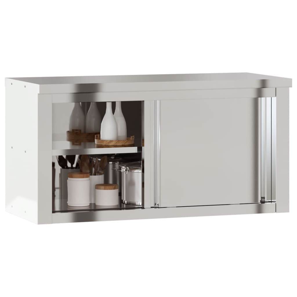 vidaXL Armario de Pared de Cocina con Estante Mueble Colgante Acero Inoxidable Dimensiones 92 x 40 x 46 cm,  110 x 40 x 46 cm,  92 x 40 x 46 cm (with door) y mas