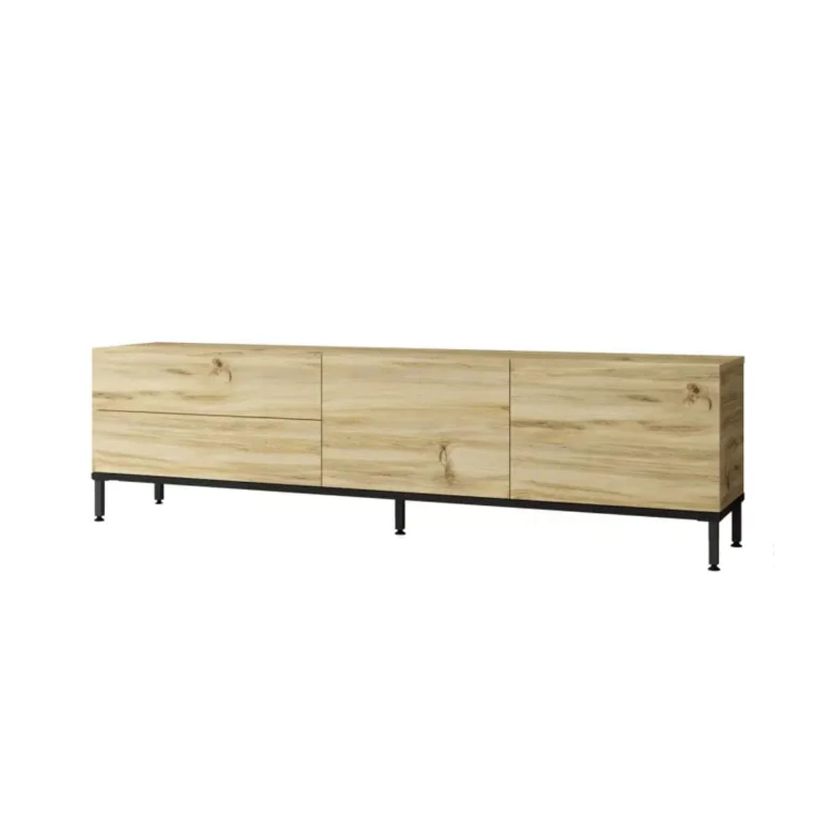 Mueble bajo de TV Luvio 4 puertas abatibles + patas ajustables roble 45x170x35 cm