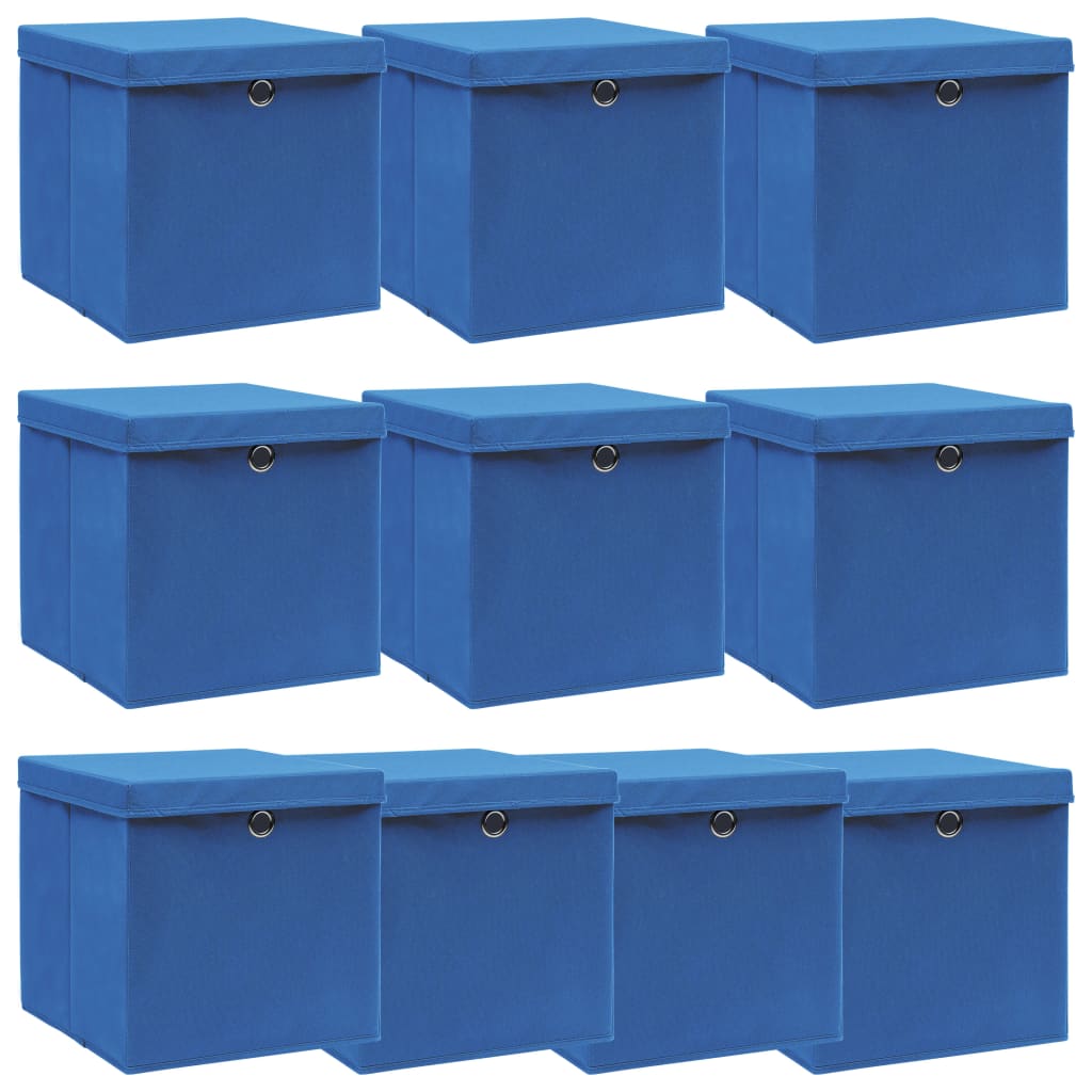 vidaXL Cajas de Almacenaje con Tapas Cofres Plegables 10 uds Tela Color Rojo oscuro ,  Azul bebé ,  Amarillo y mas