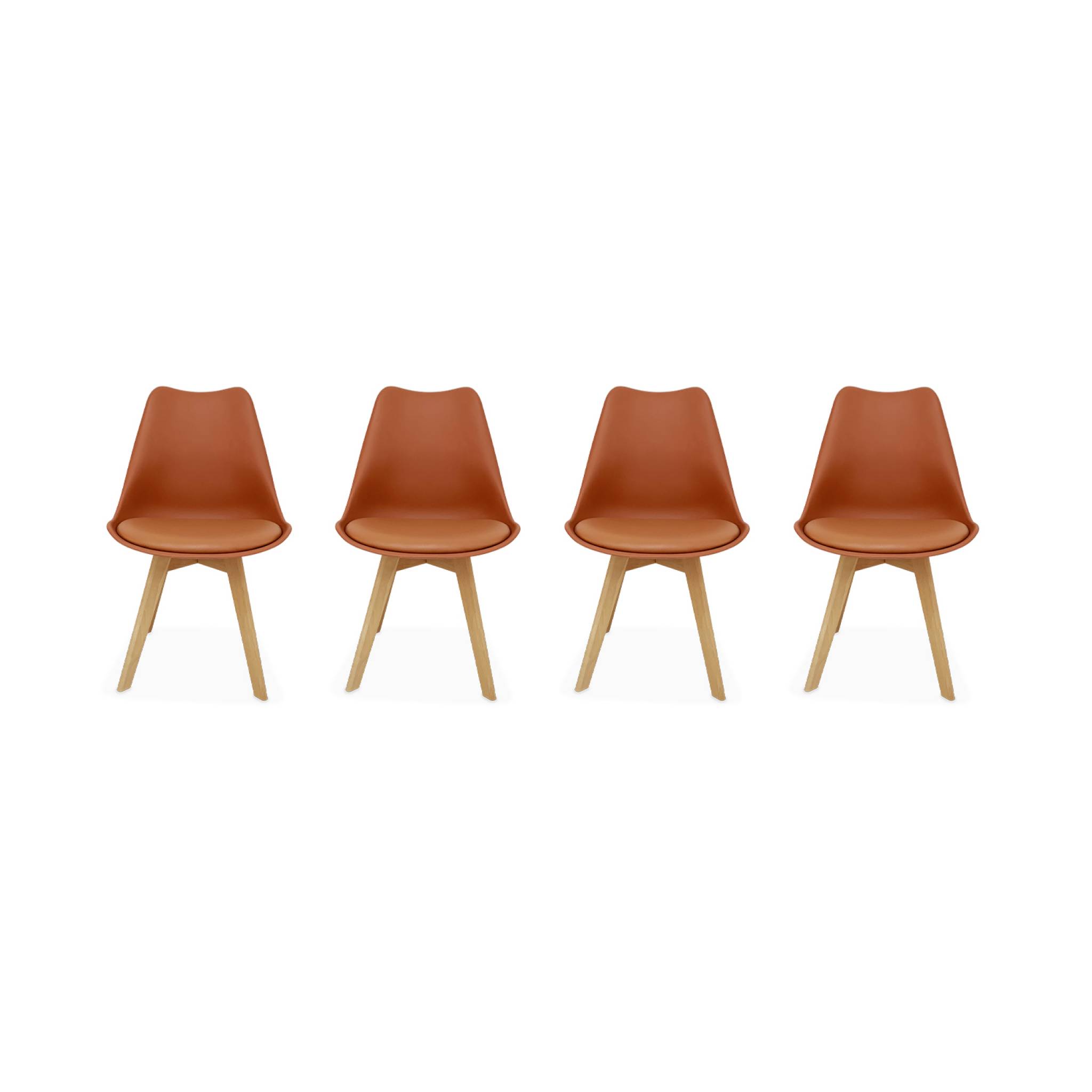 sweeek - Silla escandinava con patas de madera de haya, set de 4, Nils, Azul, 47x55x81 cm