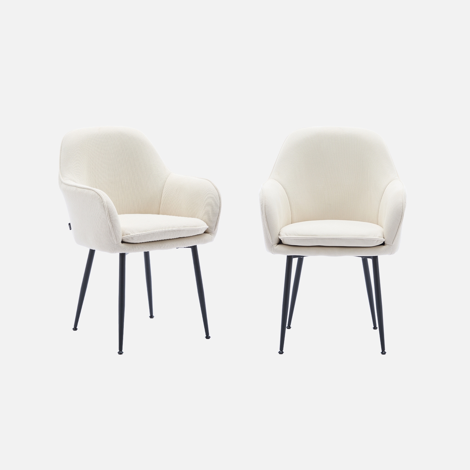 sweeek - Sillón de pana con patas de metal negro mate, set de 2 , Shella pana , 57x59x84