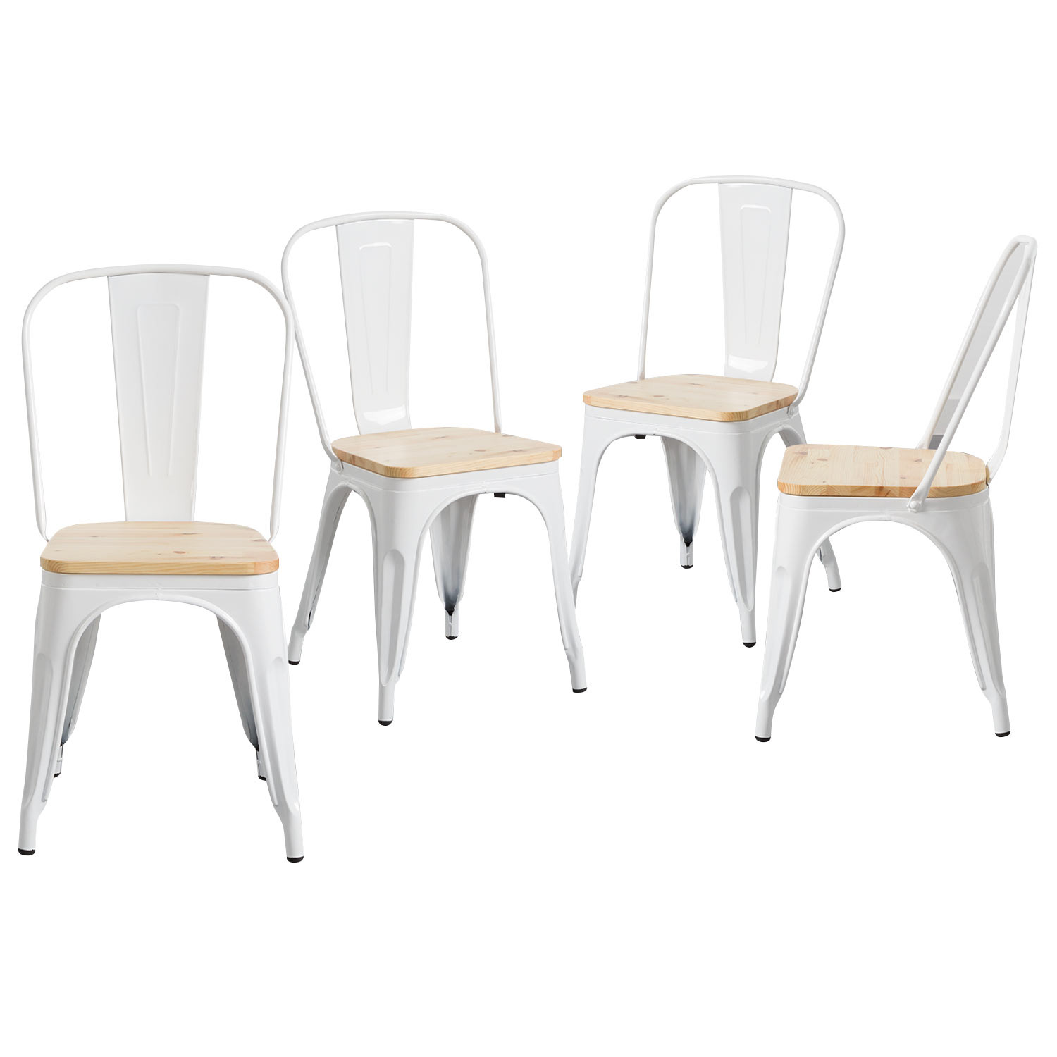 Pack 4 Sillas Industriales Strong con Asiento de Madera 45x54x85cm Thinia Home