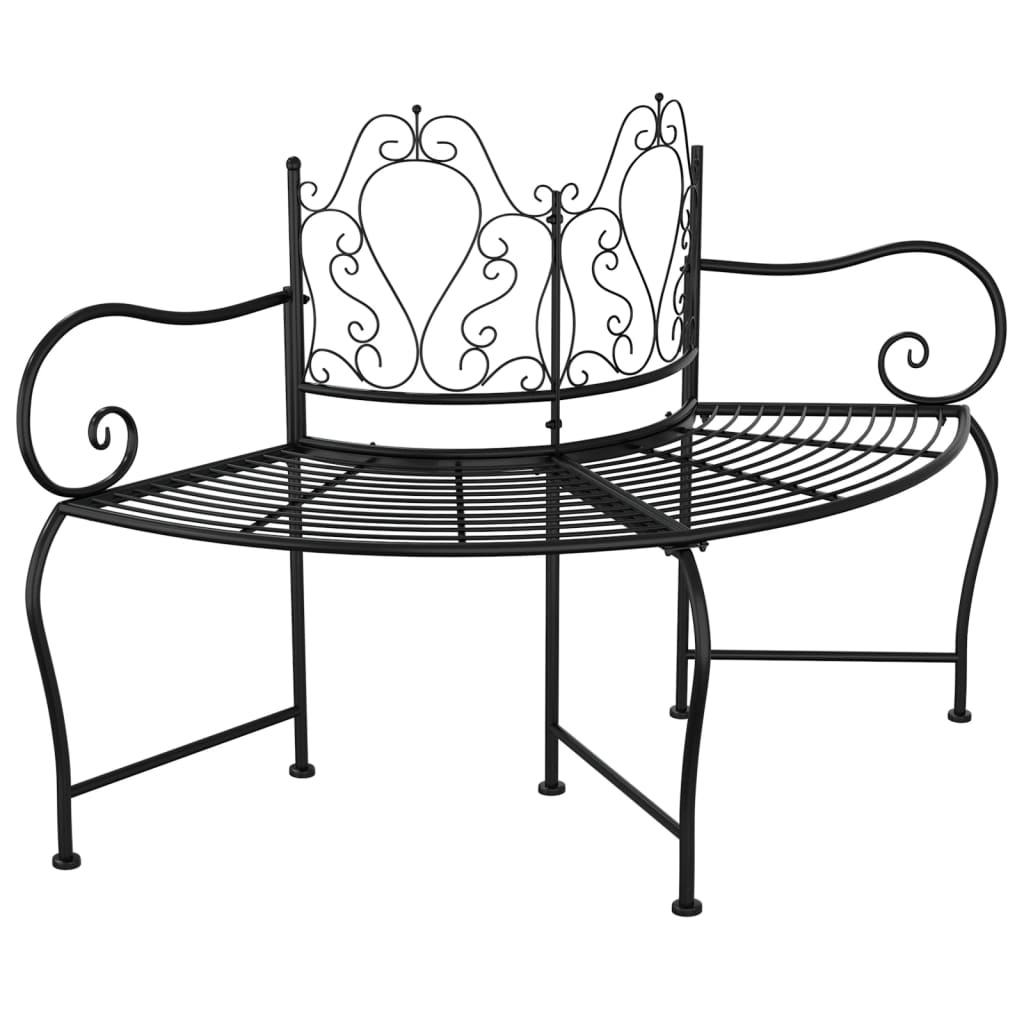 vidaXL Banco de jardín de acero negro 150 cm