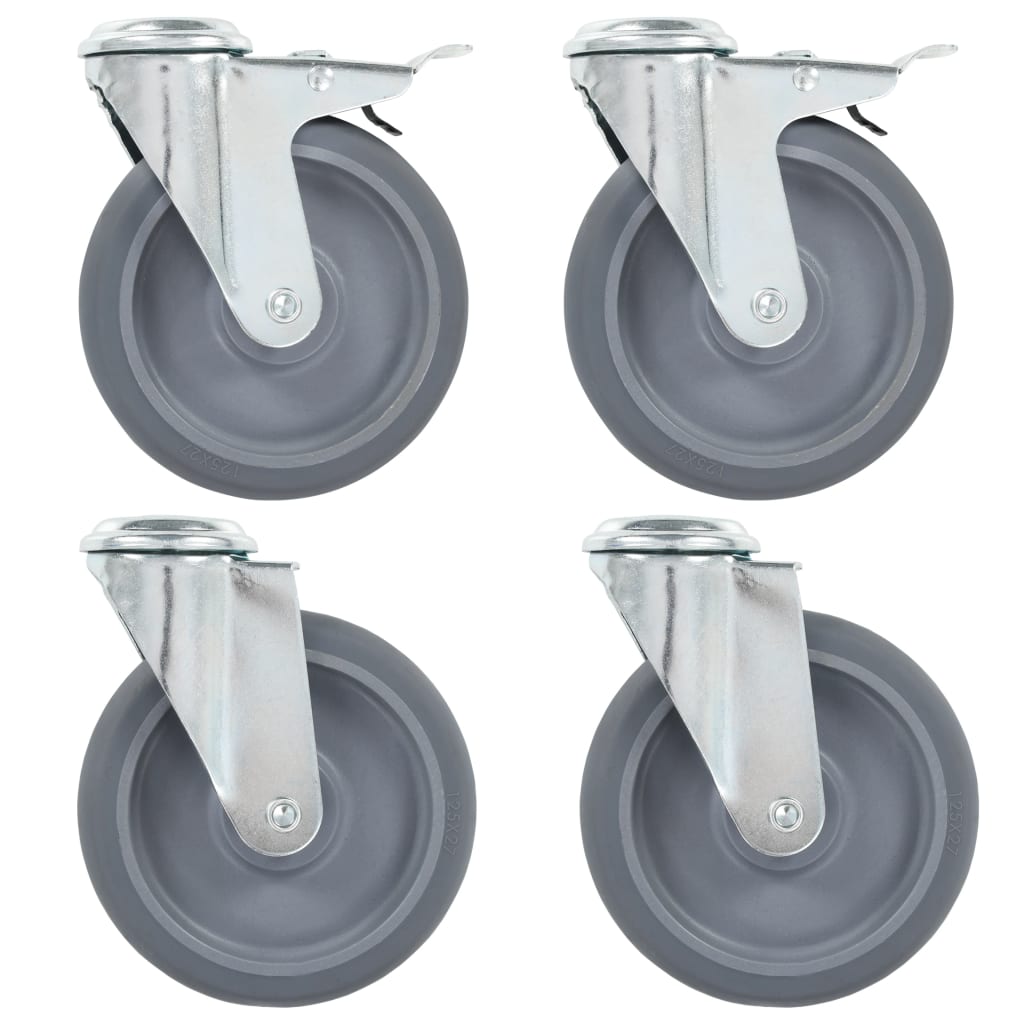 vidaXL Ruedas giratorias con agujero pasador 4 unidades 125 mm