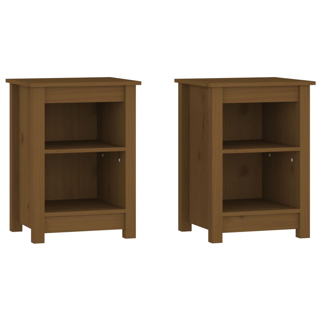 Vidaxl Mesitas de Noche 2 Unidades de Madera Maciza de Pino 40x35x55 Cm Natural