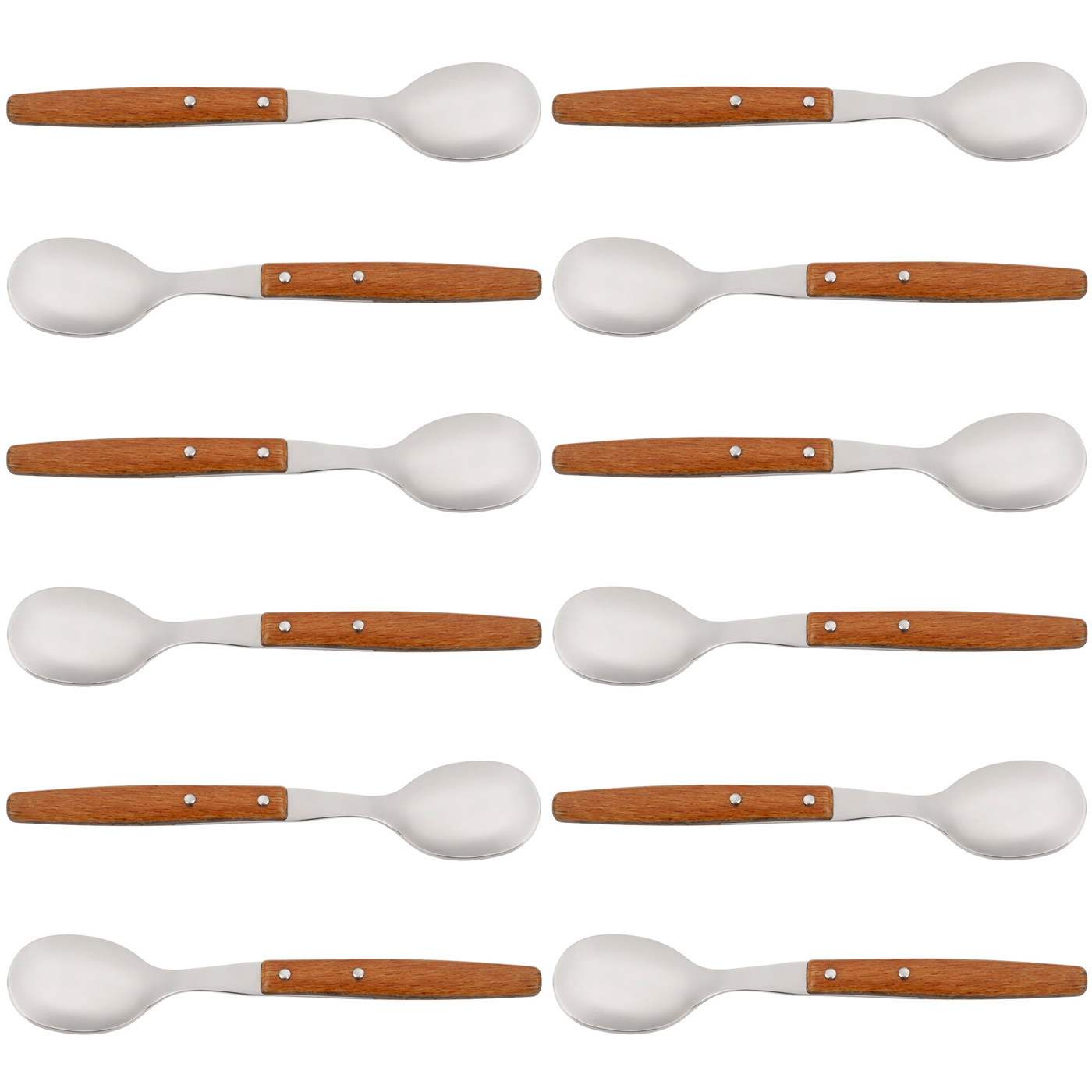 ARCOS Gregorio - Cuchara de Mesa (98 / 206 mm) - Acero Inoxidable 18/10 - Mango de Madera de Haya Comprimida - PACK 12
