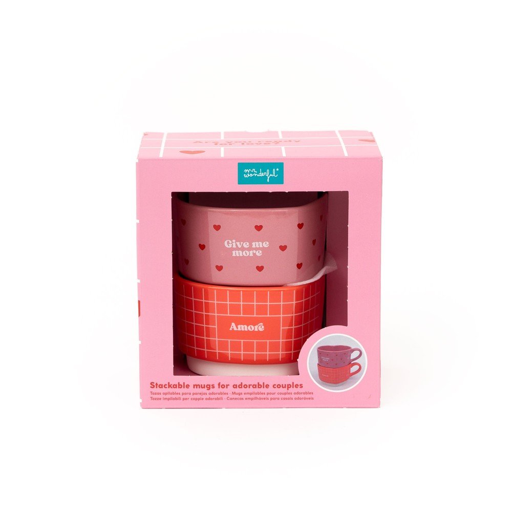 MR SET DE 2 TAZAS APILABLES GIVE ME MORE AMORE AMOR 26 10x8x8 Cms.