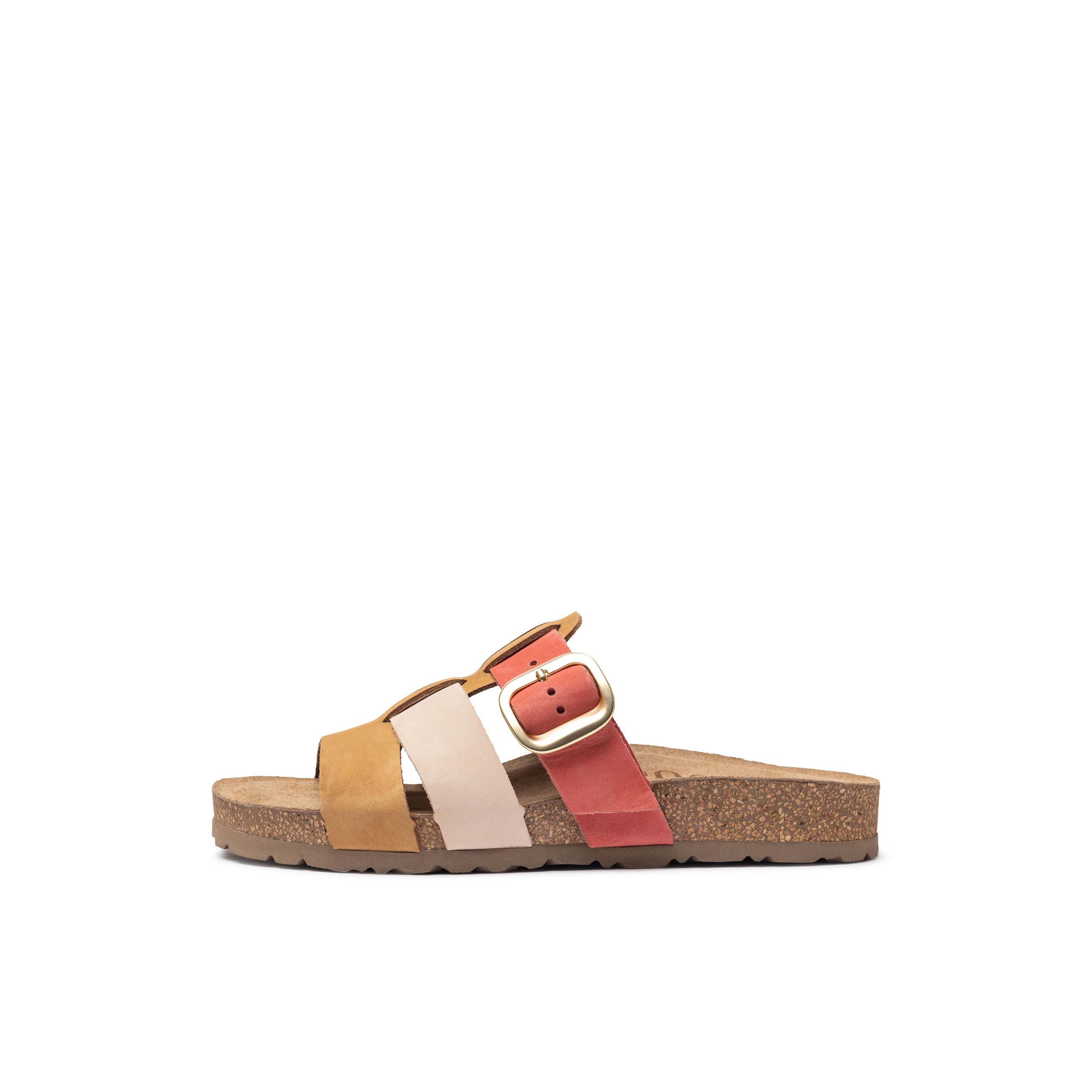 YOKONO sandalia plana JERBA-137 ROSA | Zapatos mujer Primavera-Verano | Piel vacuna  Nobuck | 2 CM