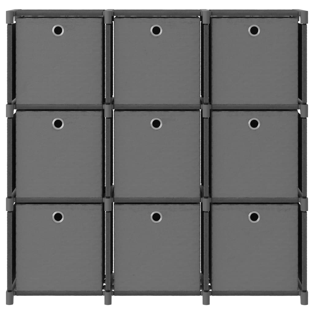 Vidaxl Estantería de 9 Cubos con Cajas de Tela Negro/Gris 103x30x107,5cm