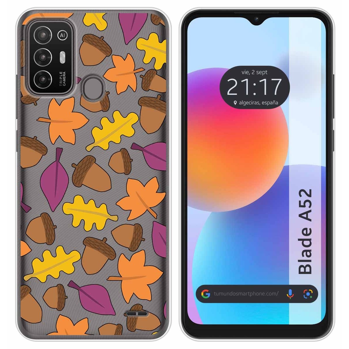 Tumundosmartphone Funda Silicona Transparente ZTE Blade A52 Diseño Otoño Dibujos Personalizada