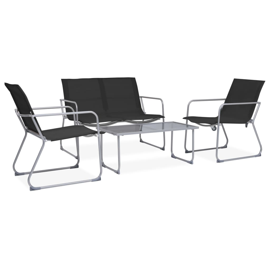 vidaXL Juego de muebles de jardín 4 piezas tela y acero negro