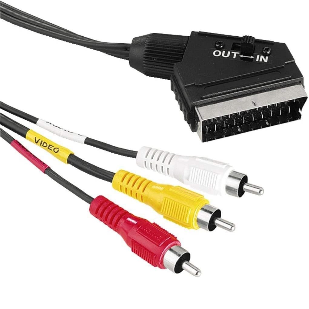 CABLEPELADO Cable SCART AV Conmutable | Adaptador Euroconector | S-Video 3 Convertidor Con 2 x Audio, 1 x Video | 3 Metros
