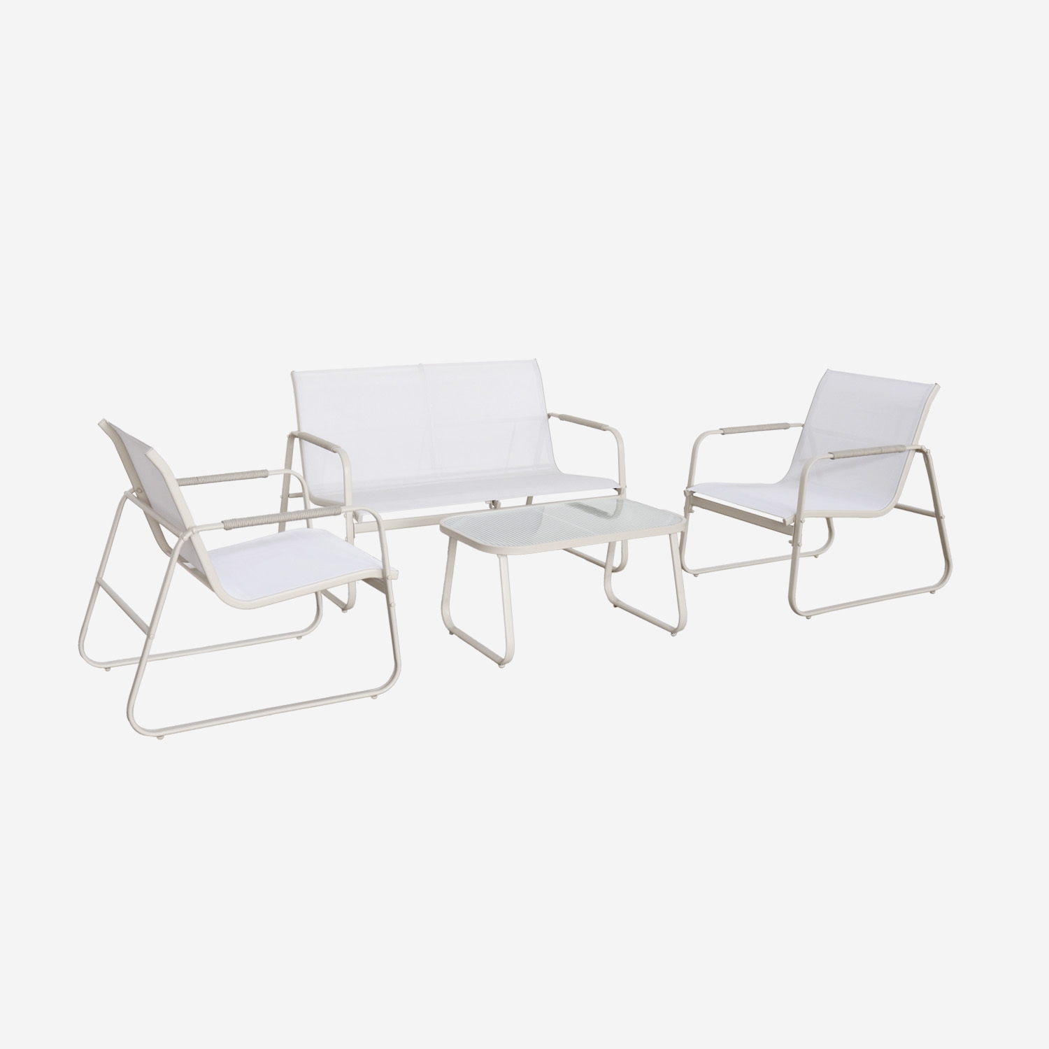 sweeek - Conjunto de jardín de acero, 4 plazas , Noto , 78x122x39