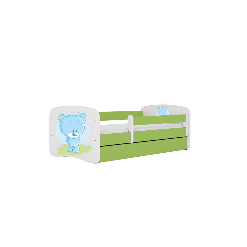 Cama 160 x 80 cm Kocot Kids com gaveta e colchão BabyDreams Blue Teddybear Green