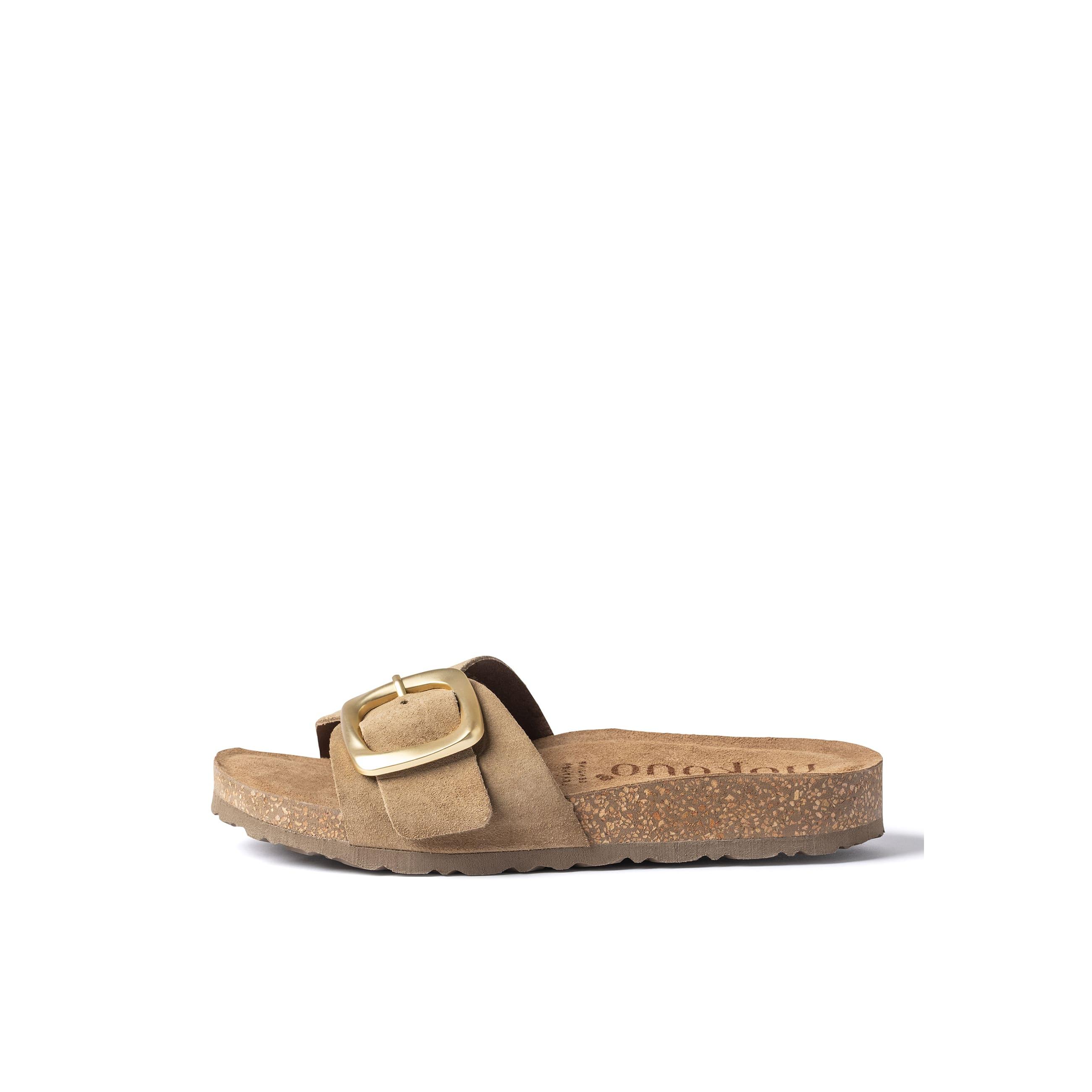 YOKONO sandalia plana JERBA-114 MARRÓN CLARO | Zapatos mujer Primavera-Verano | Piel vacuna  Serraje | 3 CM