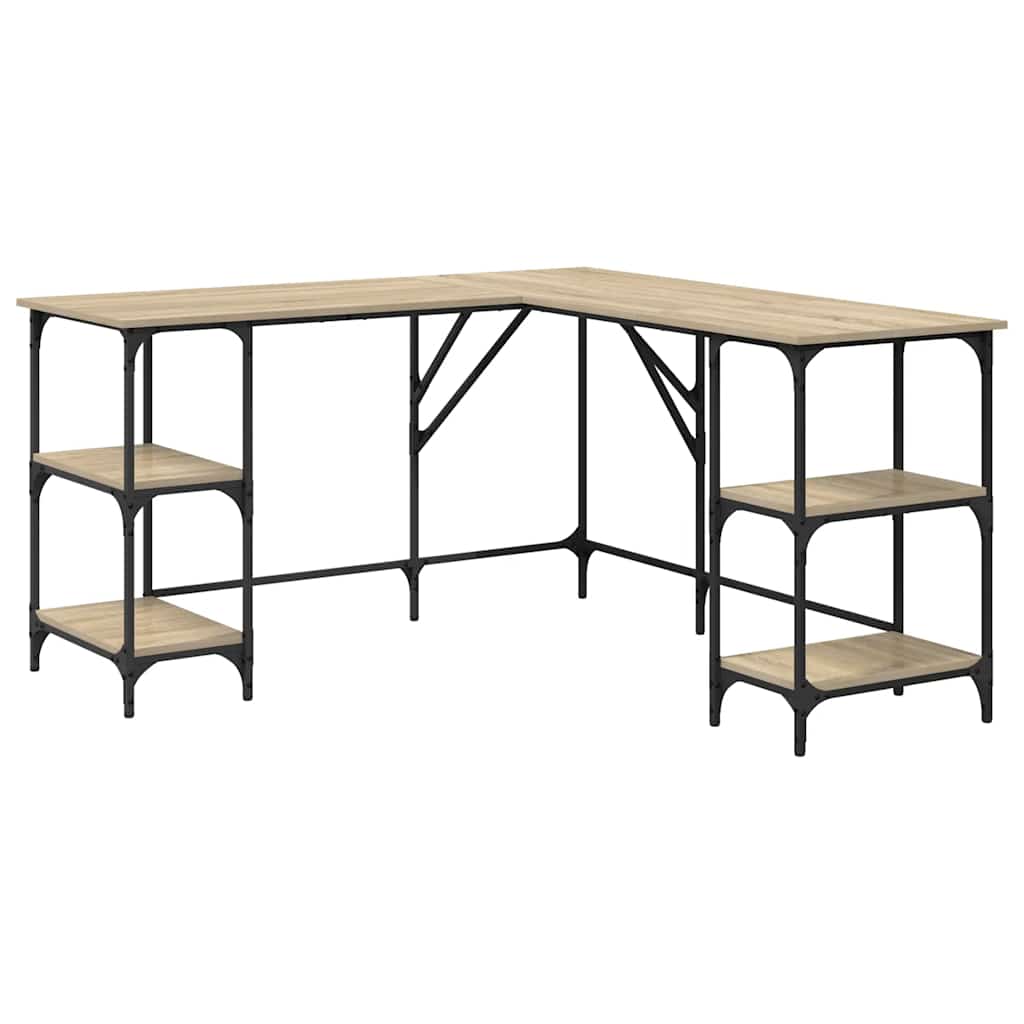 vidaXL Escritorio madera de ingeniería roble Sonoma 139x139x75 cm