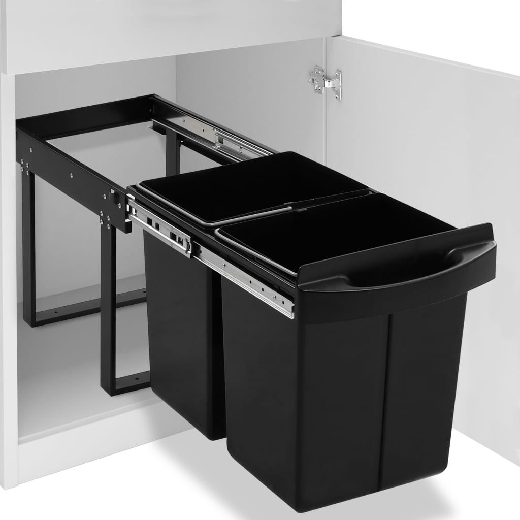 vidaXL Cubo de Basura Extraíble en Armario de Cocina Cierre Suave Papelera Dimensiones 48 x 34.3 x 35.1 cm/ 36 L, 51.8 x 34 x 41.3 cm/ 48 L