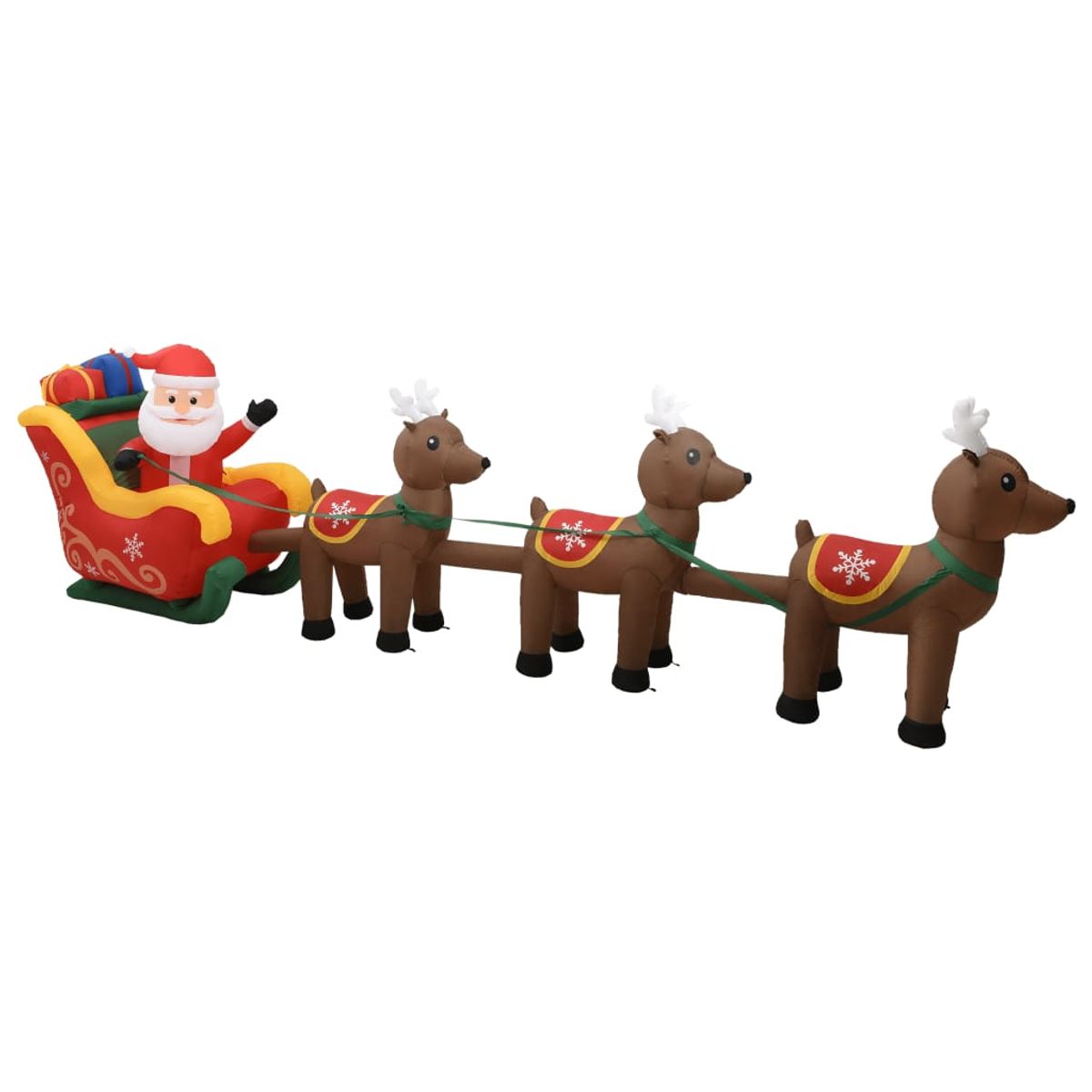 Decoración navideña inflable trineo de Papá Noel con 5 LEDs marrón 140x490x85 cm
