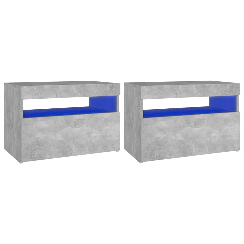 Vidaxl Mesitas de Noche LED 2 Unidades Contrachapada 60x35x40 Cm Blanco